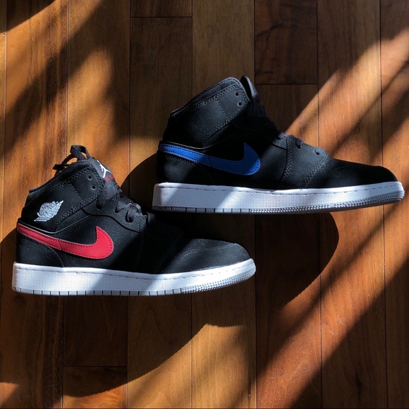 Nike Air Jordan 1 Mid Multi-Color Swoosh (GS) - Picture 2 of 5